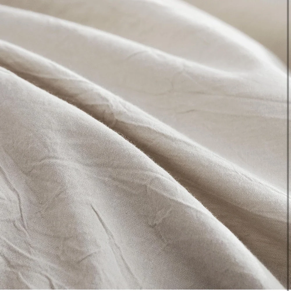 JIYUAN 100% Washed Cotton Duvet Cover Set 2 Pieces Twin Heather Grey 68x90